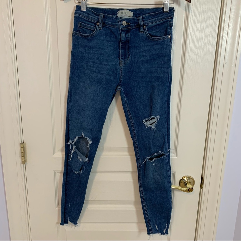 Free People Distressed Raw Hem Stretch Jeans 28